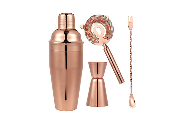 4pcs Stainless Steel Cocktail Bar Tool Set Copper Plated